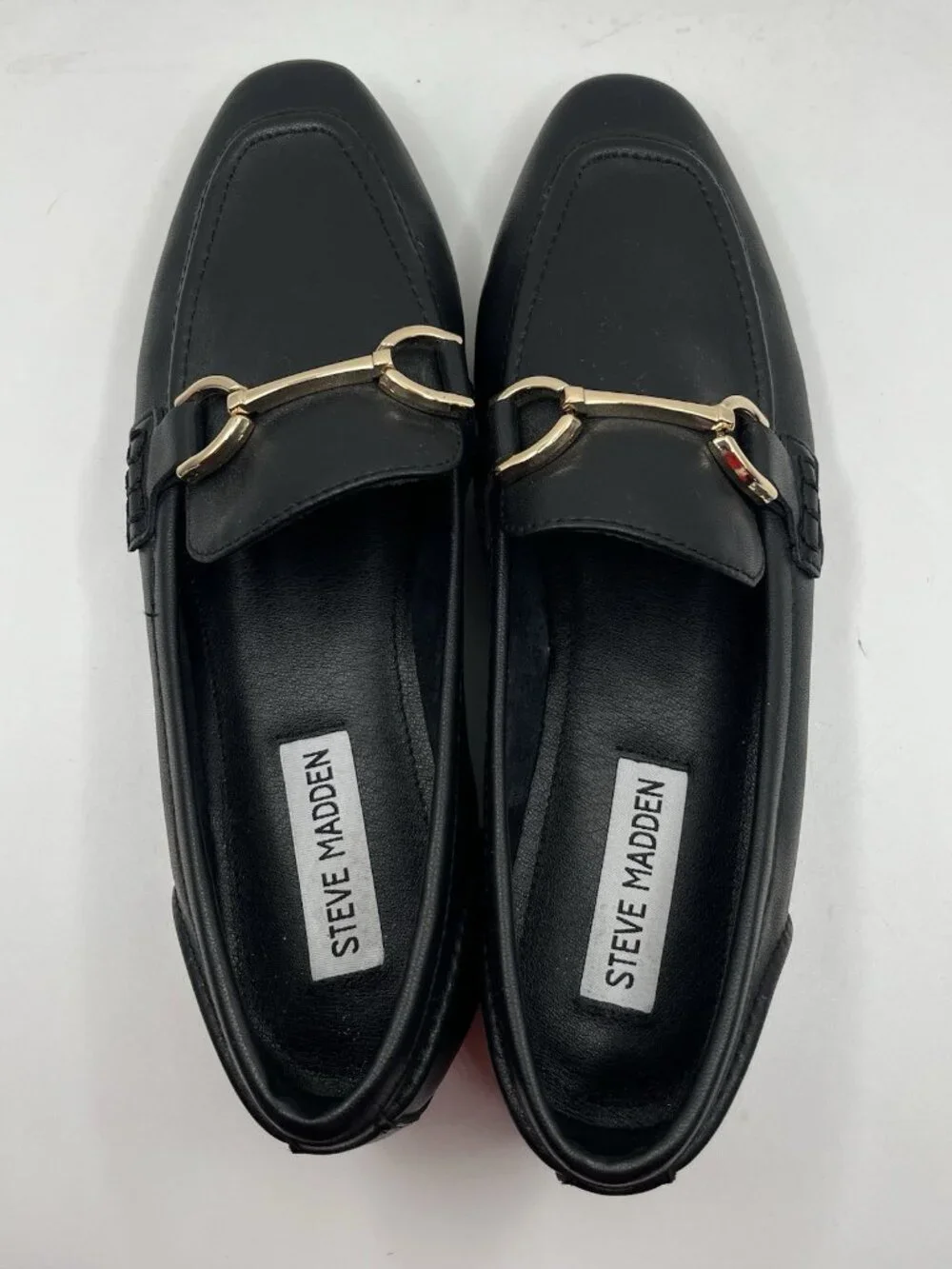 Steve Madden Keli Black Horsebit Loafers Womens Size 7 Gold Hardware Academia
